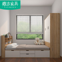 Custom small apartment tatami bed cabinet One-piece combination wardrobe locker Multi-function stepping rice bed custom special price