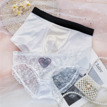 Pure desire little sweetheart ~ Ice Silk couple underwear lace mesh mens and womens underwear a set of middle waist cotton sex confusion
