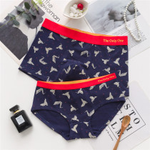 Sexy temptation Mid-waist comfortable couple panties Simple suit Creative personality underwear head male flat angle female triangle