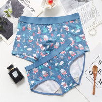 New 2-pack sexy cute cartoon couple panties pure cotton modal cotton male flat angle female triangle suit