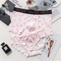Cute cartoon couple panties milk silk pure cotton file comfortable breathable sexy male flat angle female triangle suit