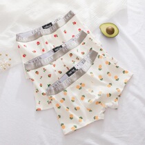 2 strips of strawberry mens underwear cotton low waist cute cartoon shorts breathable youth trend boys pants