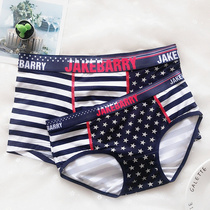 A set of national fashion trend couples underwear cotton cotton Modela sexy mens flat corner Womens triangle