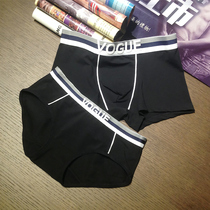 Cotton couple underwear middle waist male flat corner female triangle lift breathable sexy simple atmosphere European and American large size taste