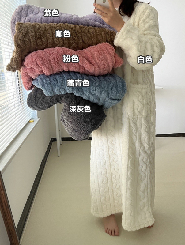 Walking Blanket, New Winter Model, Extra Long, Warm, Loose-Fitting, with Pockets, Coral Fleece Home Pajamas, Robe, Nightgown for Women Walking Blanket, New Winter Model, Extra Long, Warm, Loose-Fitting, with Pockets, Coral Fleece Home Pajamas, Robe, Nightgown for Women