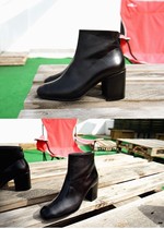 Direct mail Korea]marie mon dieu cowhide thick heel back zipper booties womens boots handmade shoes