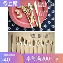 Japan imported stainless steel tableware West matte spoon butter knife dessert fork steak knife afternoon tea fruit fork