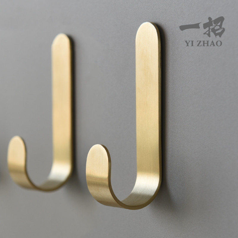 Brass hook-free punch-free and waterproof metal kitchen wall door rear door rear-listed adhesive glued hook adhesive