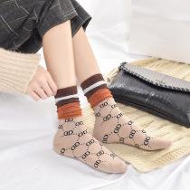 Autumn and winter New Net red Korean version of pile socks children Joker Japanese tube gold and silver silk women tide socks