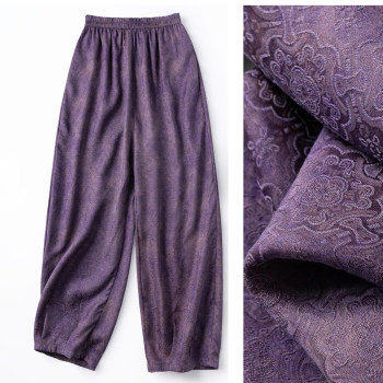 Breathable ແລະເຢັນ! ຜ້າໄຫມດອກໄມ້ luo xiangyun gauze pants