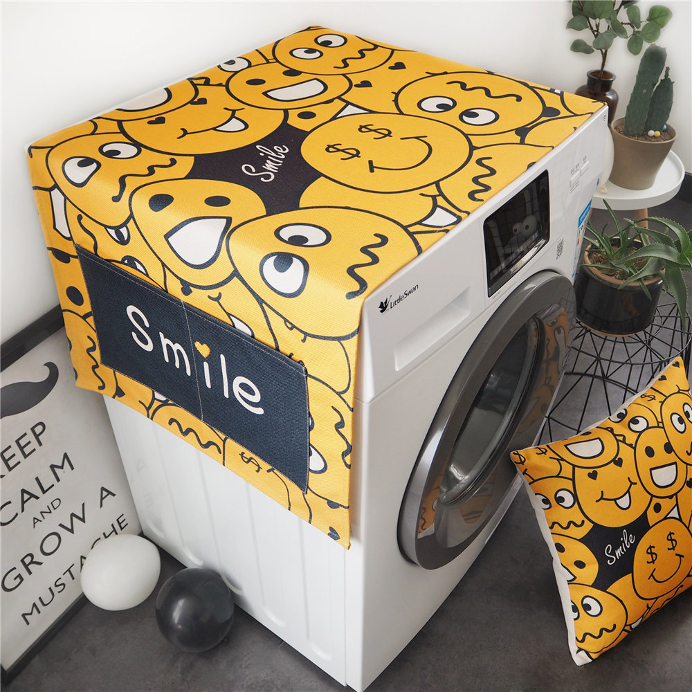 Nordic Ins Smiles Roller Washing Machine Hood Subfridge Cover Cloth Art Cover Anti-Dust Haier Fully Automatic Bed Head Cabinet