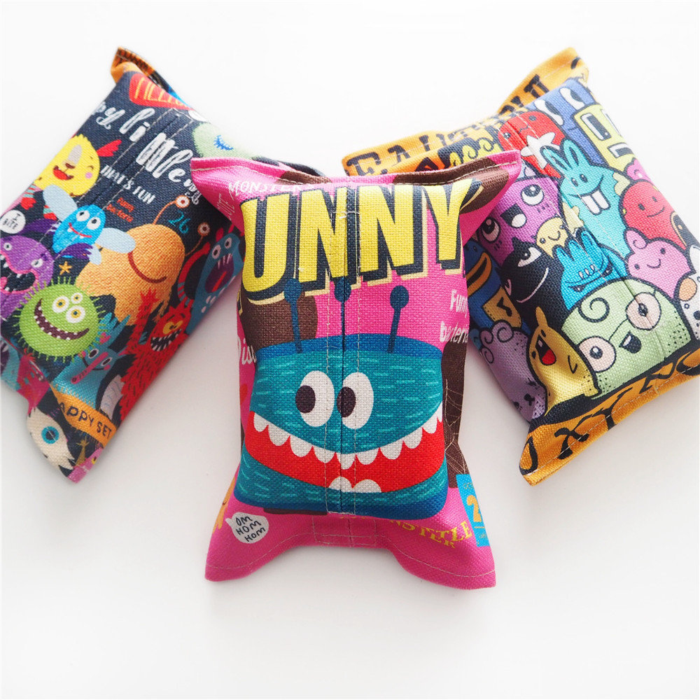 Cute monster cartoon fabric car shop home kitchen napkin removable toilet paper set toilet paper towel box bag