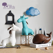 ins wind coffee color whale blue white horse leather paparazzi animal pendulum-like room soft adornment for children