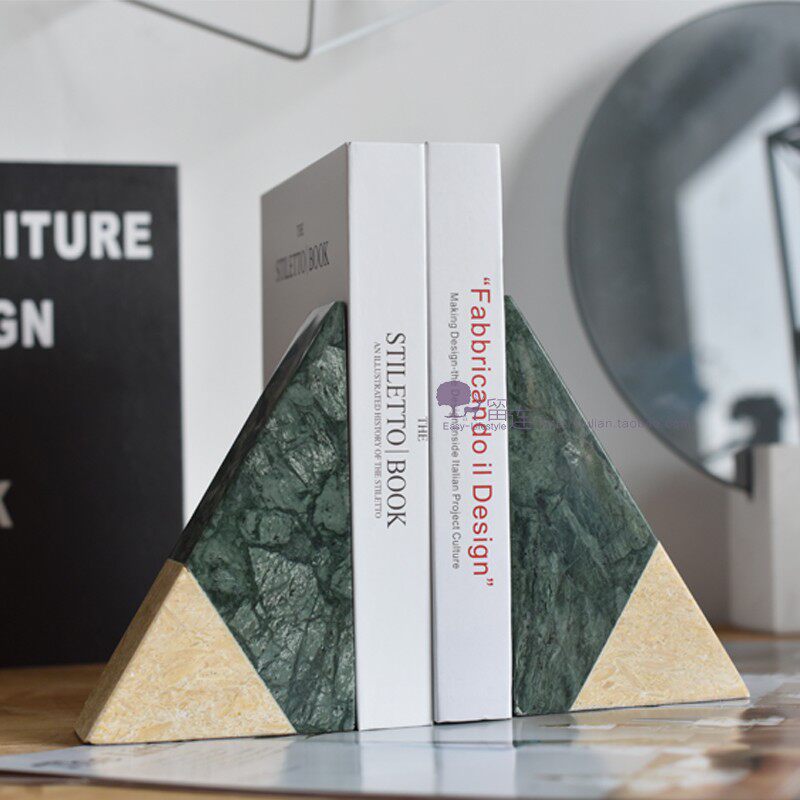 Nordic light and luxurious triangular marble geometric book stall book by swing piece TV cabinet decent board room bookcase soft adornment