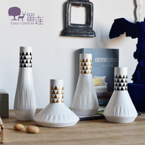 Liulian modern minimalist light and luxurious high-end geometric ceramic vase pendulum pieces living-room flower arrangement TV cabinet Home Decorative Goods