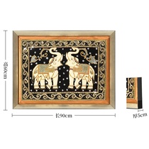 New Chinese hand-beaded decorative painting Hanging painting Elephant physical painting Bedroom sofa background wall living room mural