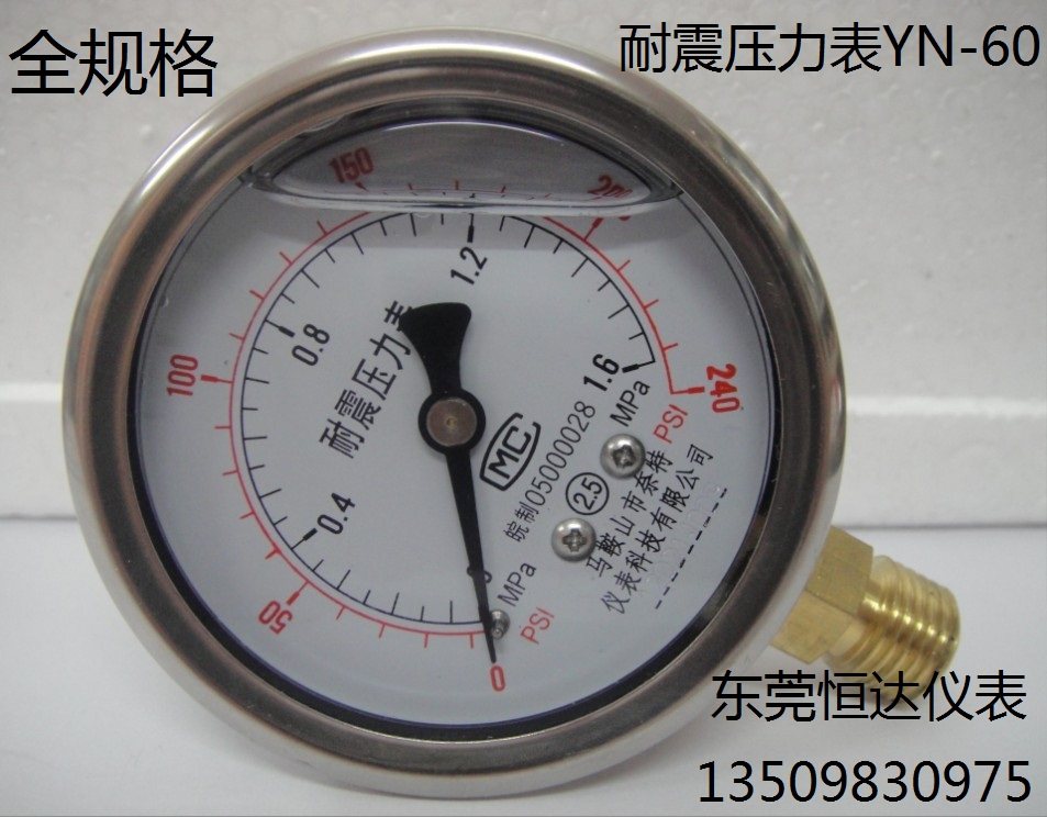 Shock-resistant pressure meter YN-60 0-1 6mpa Hydraulic table Oil pressure Table Vacuum Table Full Specifications YN60