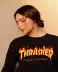 Tide Woo Thrasher Skate Mag Ls Tee Flame Letter LOGO Cặp đôi áo thun dài tay - Áo phông dài