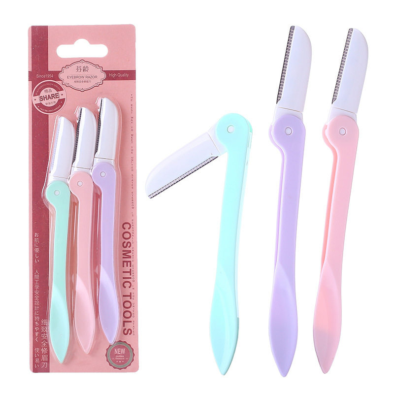 Colorful Foldable Eyebrow Razor, Safe for Beginners, Anti-Scratch, Men's Eyebrow Razor, Three-Pack, Eyebrow Razor for Women