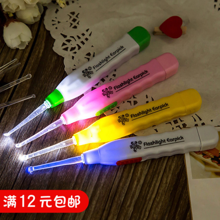 Safety luminous ear spoons anti-slip handle ear pickpockets luminous and transparent digging ear spoons