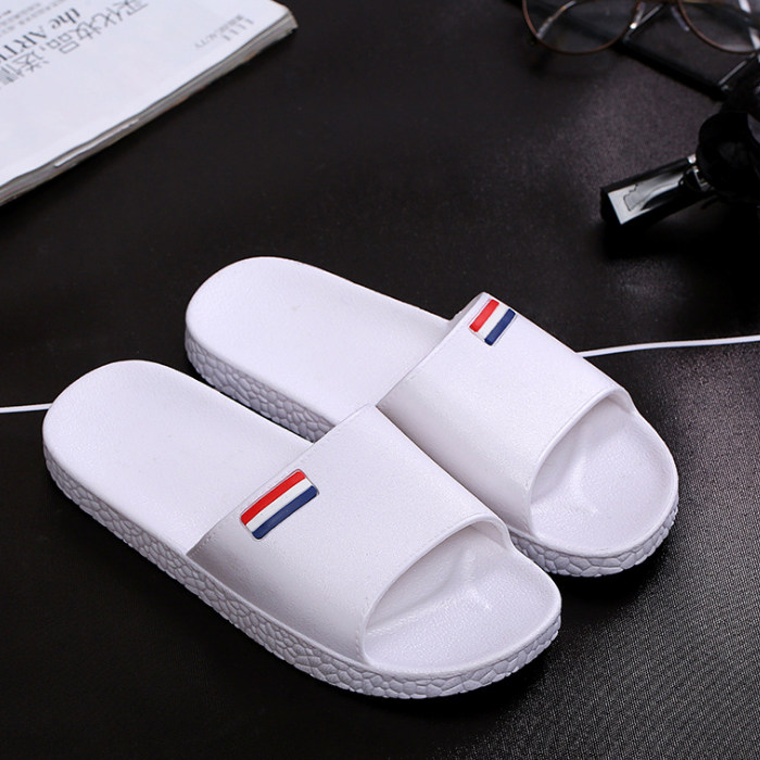 Slippers for Women Indoor Non-Slip Home Use Simple Pure Color Couples Home Bathing Bathroom Slippers Men Black and White Summer