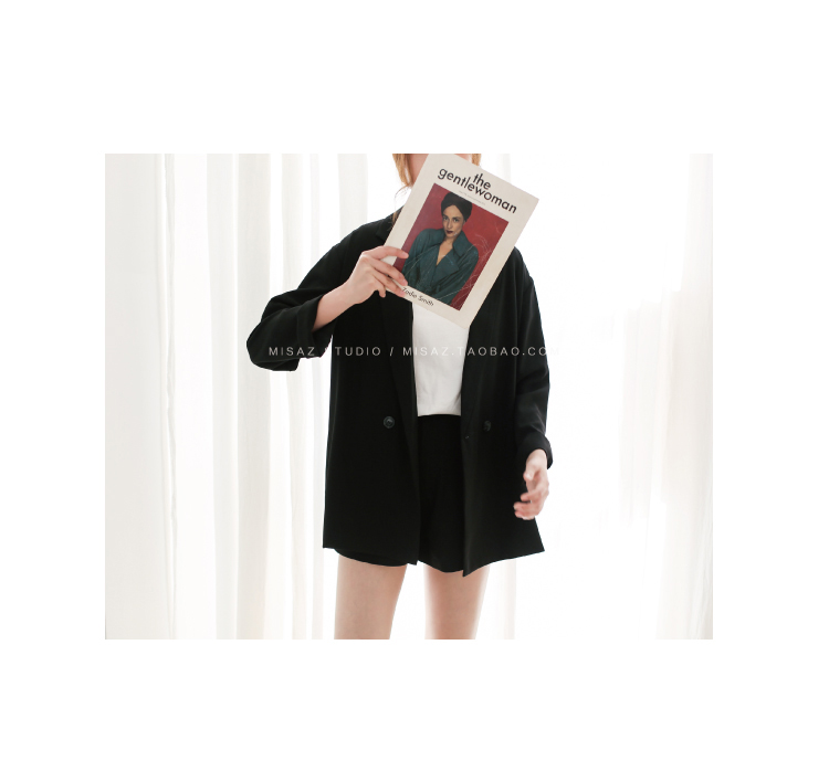 Misa tự chế chic retro giản dị phù hợp với áo khoác mùa xuân và mùa thu mỏng hai khóa khí chất hoang dã nhỏ các kiểu bộ vest nữ trẻ trung