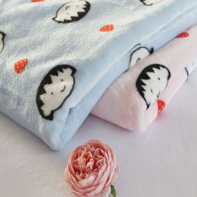 Suede Buster Cartoon Little Girl Printed Bifacial Flannel Fabric Pyjamas Clothing Home Clothing Small Blanket Plush Fabric