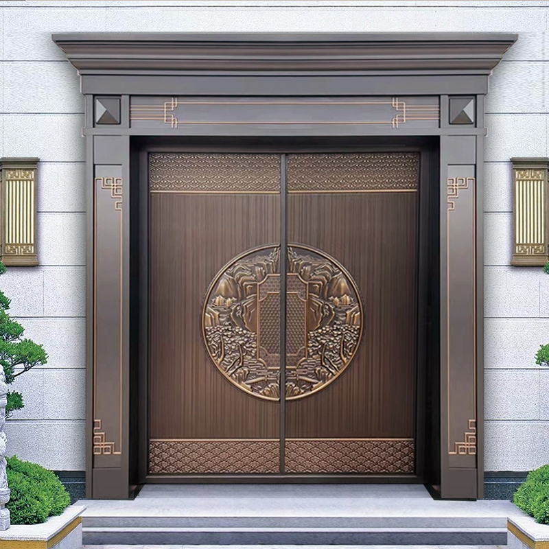 Rural Self-Built House, Country Villa, Double-Opening Zinc Alloy Doors, Four-Opening Entrance Copper Doors, Hall House Cast Aluminum Doors