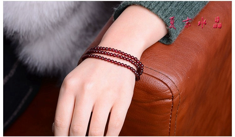 Tự nhiên sưu tập burgundy garnet vòng đeo tay nữ ba vòng tròn bốn vòng tròn nhiều lớp 6A7A vòng tay hạt lỏng đồ trang sức pha lê - Vòng đeo tay Clasp