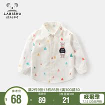 Rabbi Tree Baby Spring Autumn 2021 Boy Shirt Child Blouse Child Clothing Casual Foreign Air Lining Pure Cotton
