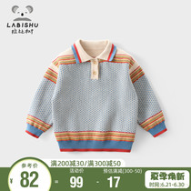 Rabbi Tree Boy Clothing Boy Sweater College Wind 2021 Spring Autumn New Childrens Knitwear Turtleneck Woolen Sweater