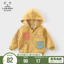 Selling price 119 Rabbi Tree Boy Clothes Boy Coat Pure Cotton 2021 Autumn Clothing Children With Hood Double baby blouses