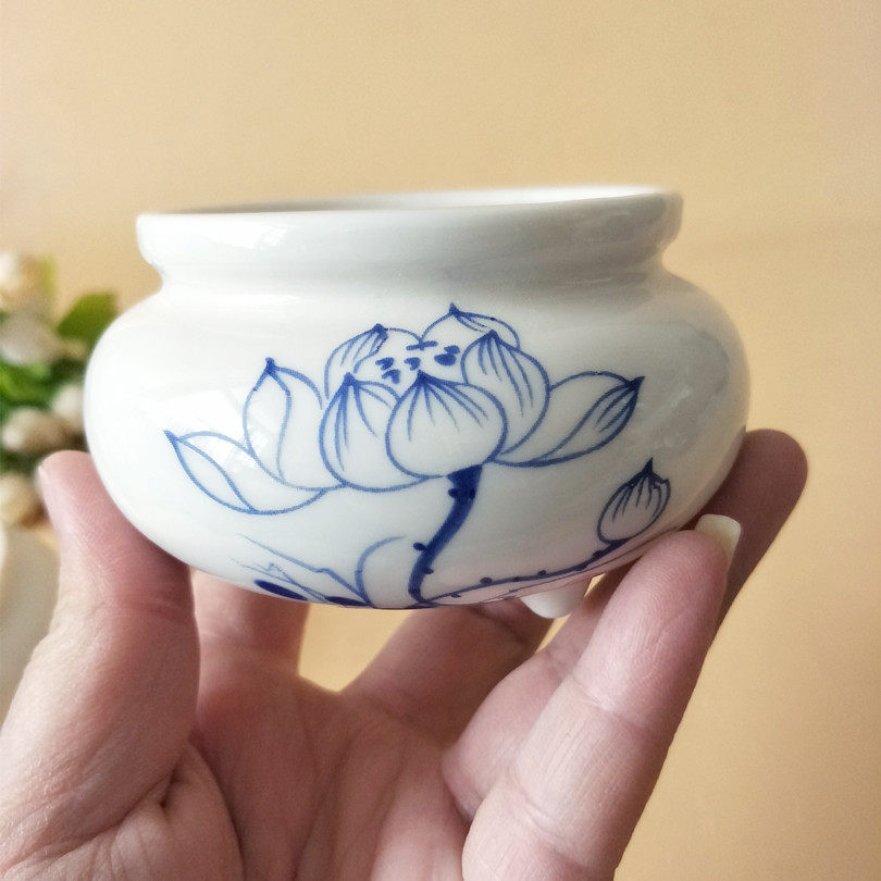 Thai ceramic incense stove white lotus small incense stove green flower porcelain indoor green flower incense stove universal fragrant supplies