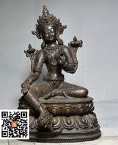 Tibetan Bronze Buddha Statue Green Tara Statue Thick Body Honest and Gentle Old Objects Taken in Actual Photos of Each Object