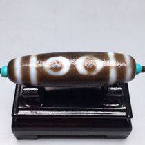 Tibetan high oil-coated five-eye calcified horseshoe pattern old dzi beads size 46 1x13 3mm material old object