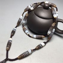 Natural silk-wrapped old agate necklace with high oil coating Size 27 9x7 8mm Material Agate and chalcedony treasures