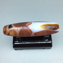 Natural silk wrapped old agate size 60 4x16 5mm material agate chalcedony antique old objects