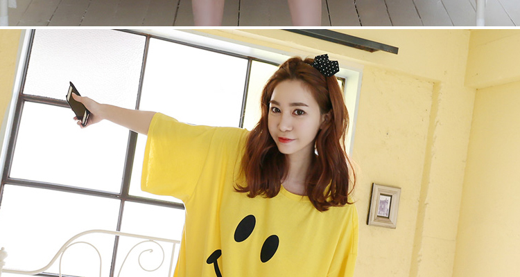 Váy ngủ cotton kích thước lớn nữ mùa hè phiên bản Hàn Quốc của phim hoạt hình dài tay áo thun ngắn giản dị dễ thương váy ngủ đẹp