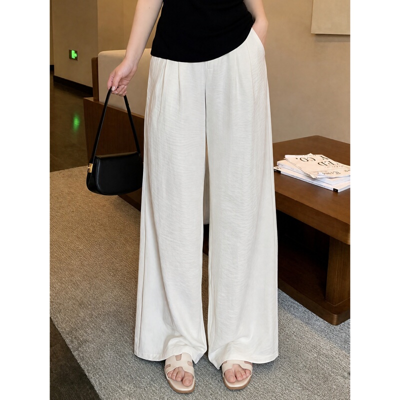 Plus-Size Women's Summer Elastic Waist Drapey Wide-Leg Pants for Fat Women, Loose and Versatile Casual Pants 17423F Plus-Size Women's Summer Elastic Waist Drapey Wide-Leg Pants for Fat Women, Loose and Versatile Casual Pants 17423F