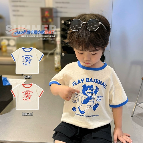 Мультяшная детская тонкая футболка с коротким рукавом для мальчиков, детская одежда