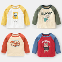 Boys long-sleeved T-shirt pure cotton autumn and autumn childrens clothing Childrens baby childrens top base shirt autumn U5031