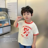 Мультяшная детская тонкая футболка с коротким рукавом для мальчиков, детская одежда