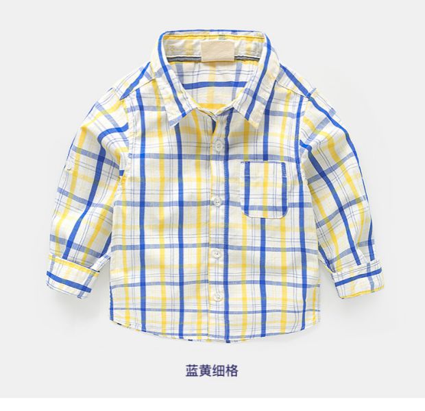 Áo sơ mi nam kẻ sọc dài tay 2019 Xuân xuân và Thu trẻ em Áo sơ mi Trẻ em Áo trẻ em Tide U8564 thời trang trẻ em hàn quốc