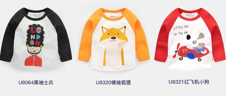 Áo thun cotton bé trai dài tay 2019 Mới xuân Trẻ em Mặc Trẻ em Trẻ em Áo sơ mi Áo sơ mi 1 năm 3 Wave quần áo trẻ em nam