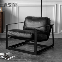 Italian Style Single Sofa Modern Minimalist Living-room Casual Single Chair Chair Down Nordic Sofa Chair Genuine Leather Light Luxury
