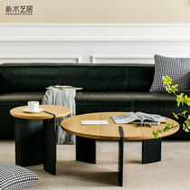 Nordic round tea table combined oak edge a few full solid wood round several expressions Silence Wind Original Wood Color Tatami Table
