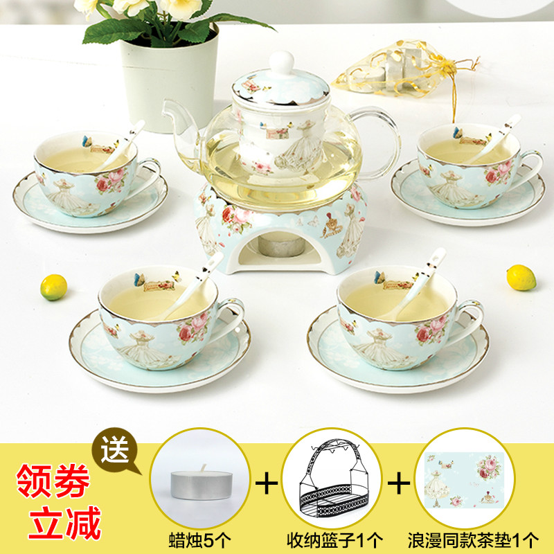 European tea tea set Afternoon tea set English household glass fruit teapot Heated tea pot Tea cup