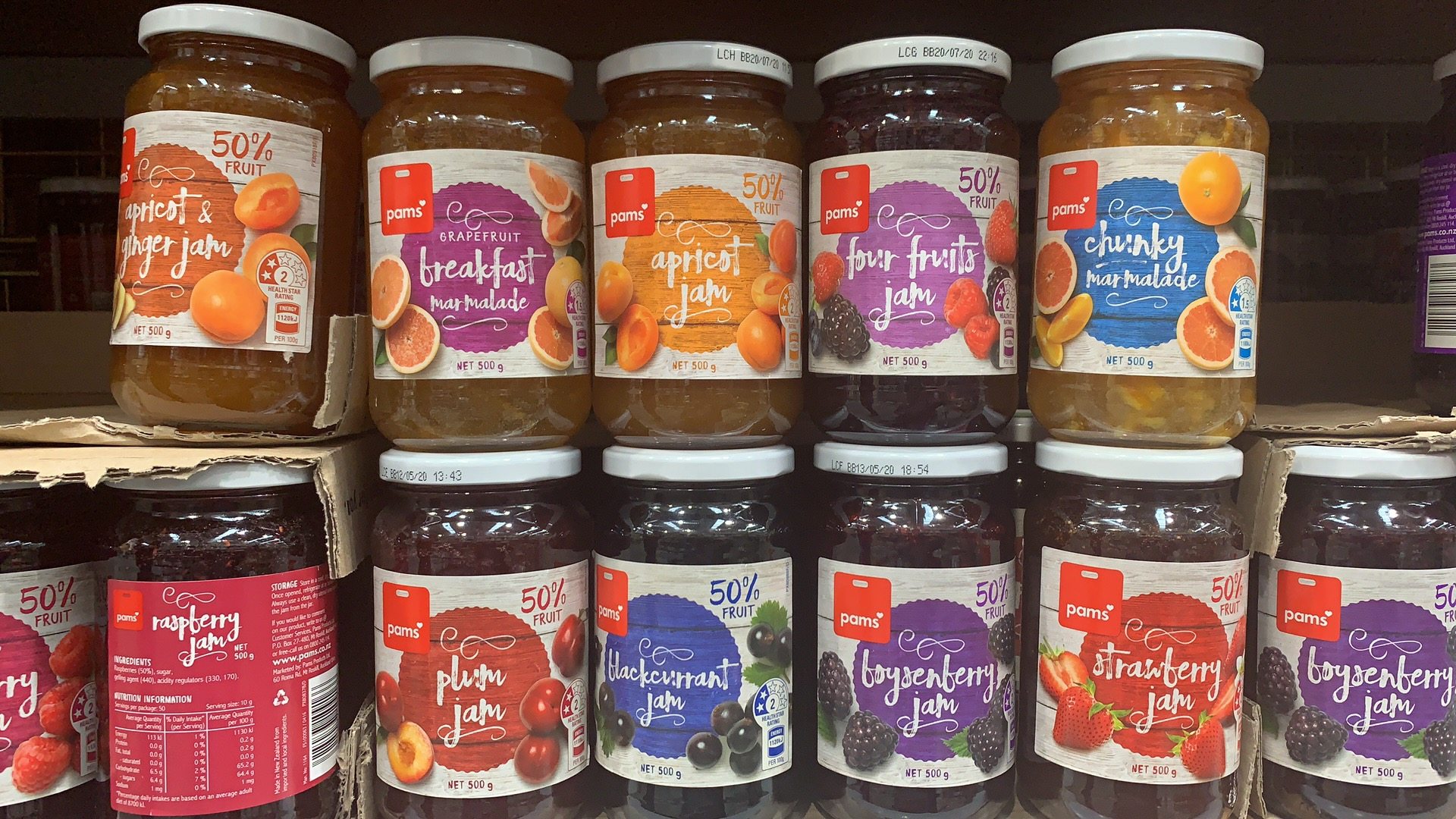 New Zealand pamsFINEST Strawberry Citrus Mixed Berry Raspberry Jam 500g a bottle