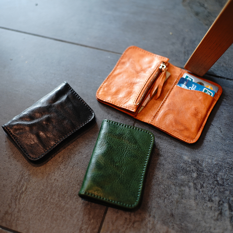 GUOCOLEE custom first layer cowhide simple retro light mini leather small coin purse wallet card holder