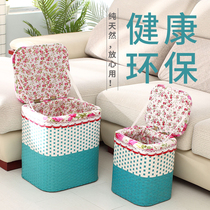 Woven solid wood storage stool storage box Household entrance fashion creative sofa cabinet multi-function shoe stool can sit